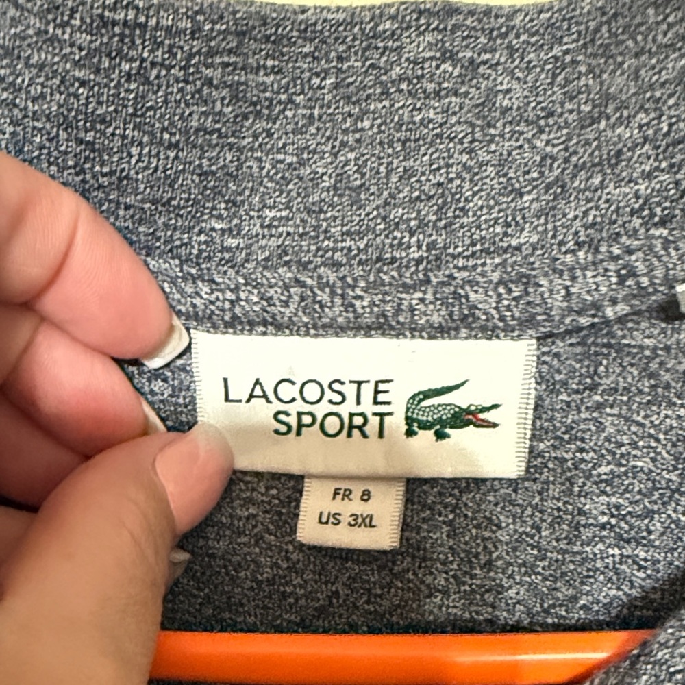 Lacoste Men’s Heathered Dark Blue Polo with Crocodile Logo - Picture 2 of 9